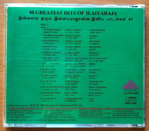 40 GREATEST HITS OF ILAIYARAAJA VOL . 1 2 3  - Ilayaraja Imported Pyramid 3CD Pack Audio Cd - Image 7