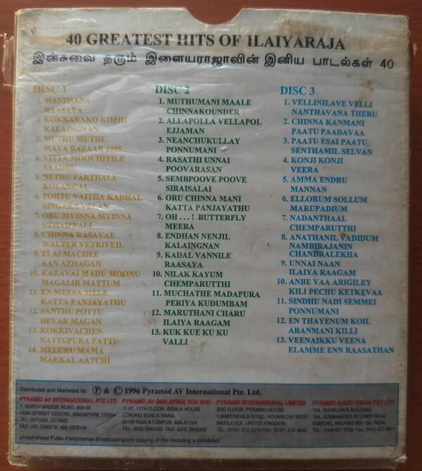 40 GREATEST HITS OF ILAIYARAAJA VOL . 1 2 3  - Ilayaraja Imported Pyramid 3CD Pack Audio Cd - Image 11