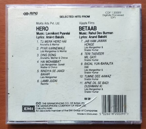 HERO / BETAAB - Laxmikant Pyarelal & Rahul Dev Burman Hindi Imported Audio Cd - Image 3