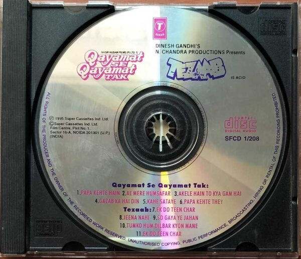 QAYAMAT SE QAYAMAT TAK / TEZAAB - Anand Milind & Laxmikant Pyarelal Hindi Audio Cd - Image 2