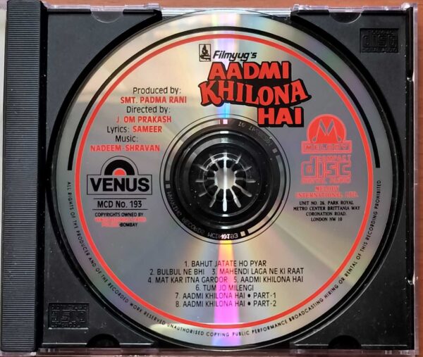 AADMI KHILONA HAI - Nadeem- Shravan Imported Venus Melody Hindi Audio Cd - Image 2