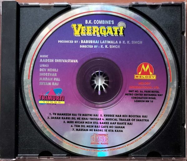 VEERGATI - Aadesh Shrivastava Imported Venus Melody Hindi Audio Cd - Image 2