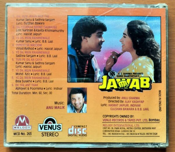 JAWAB - Anu Malik Imported Venus Melody Audio Cd - Image 3