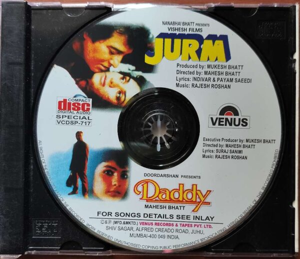 JURM / DADDY - Rajesh Roshan Hindi Audio Cd - Image 2