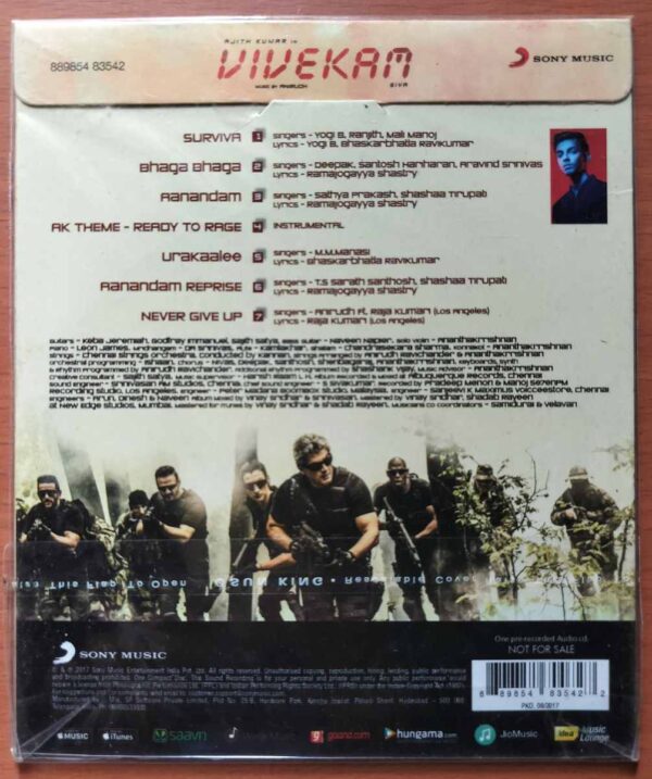 VIVEKAM - Anirudh Telugu Audio Cd (FACTORY SEALED PACK) - Image 2