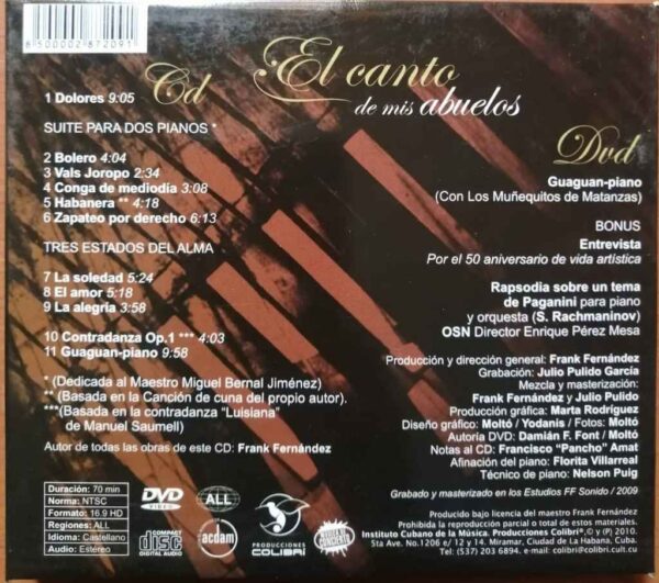 FRANK FERNANDEZ EL CANTO DE MIS ABUELOS - English Album (CD+DVD) Audio Cd - Image 4