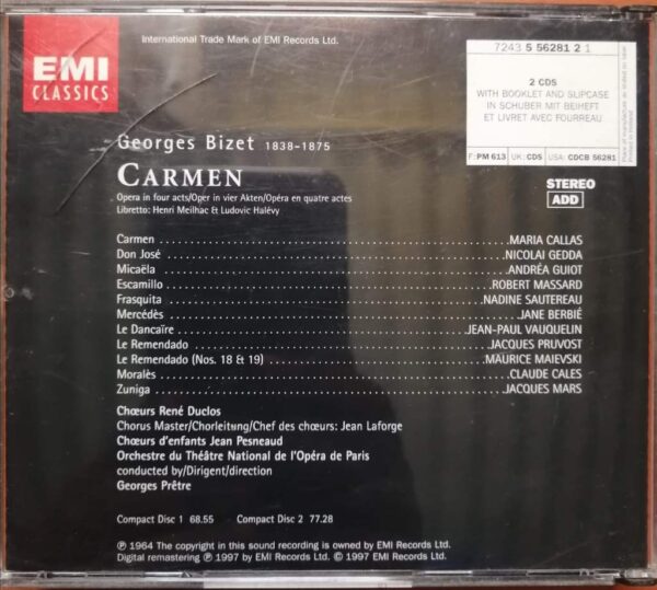 CALLAS BIZET CARMEN - English 2CD Pack Album Audio Cd - Image 4