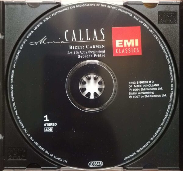 CALLAS BIZET CARMEN - English 2CD Pack Album Audio Cd - Image 2