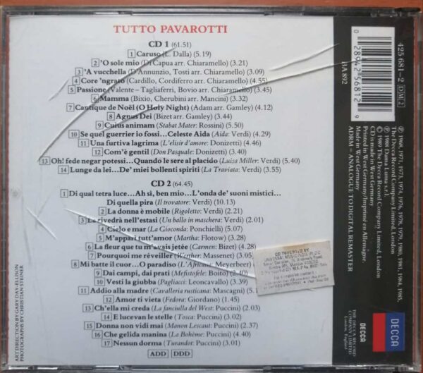 TUTTO PAVAROTTI SONGS AND ARIAS - English 2CD Pack Album Audio Cd - Image 4