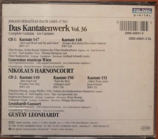 J.S. BACH DAS KANTATENWERK VOL-36 - Imported English 2CD Pack Album Audio Cd - Image 4