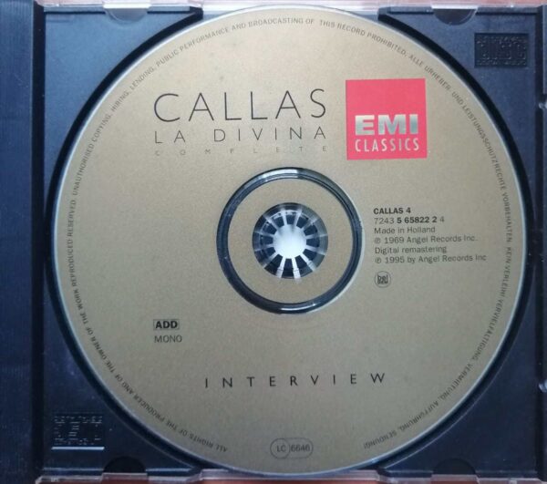 MARIA CALLAS IN CONVERSATION WITH EDWARD DOWNES - Imported English Opera Album Audio Cd - Image 2