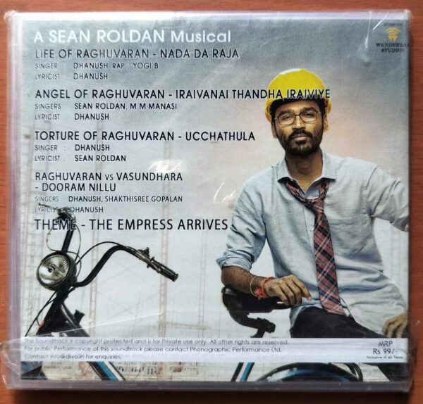 VELLAI ILLA PATTADHARI 2 - Sean Roldan Tamil Audio Cd (FACTORY SEALED PACK) - Image 2