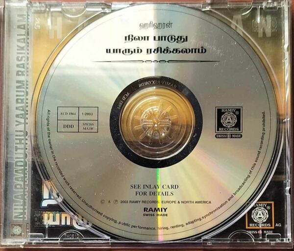 NILA PAADUTHU YAARUM RASIKALAM - Hariharan Tamil Audio Cd - Image 2