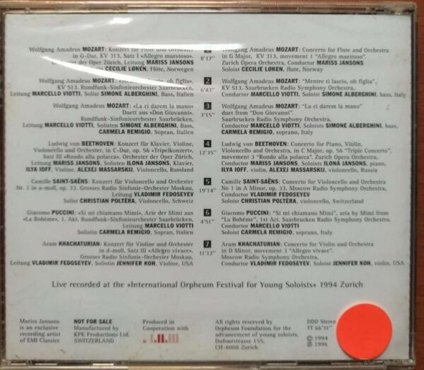 ORPHEUM SOLOISTS IN CONCERT VOL . 2 - Imported Western Classical Album Audio Cd (FACTORY SEALED PACK) - Image 2