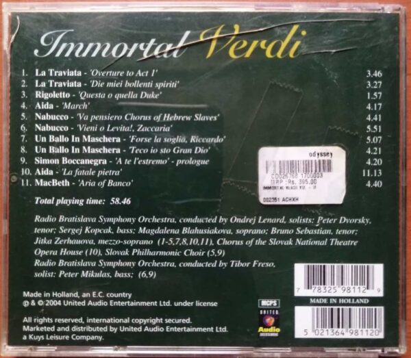 IMMORTAL VERDI VOL 2 - Opera Album Audio Cd - Image 2