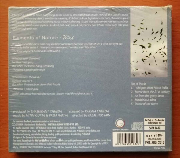 ELEMENTS OF NATURE WIND - Indian Instrumental Audio Cd (FACTORY SEALED PACK) - Image 2