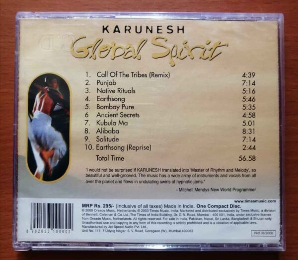 GLOBAL SPIRIT KARUNESH - Indian Folk Audio Cd - Image 2