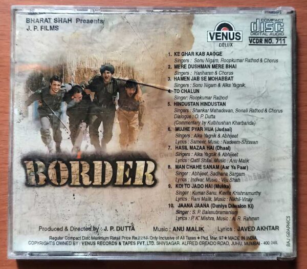 BORDER - Anu Malik Hindi Film Audio Cd - Image 3