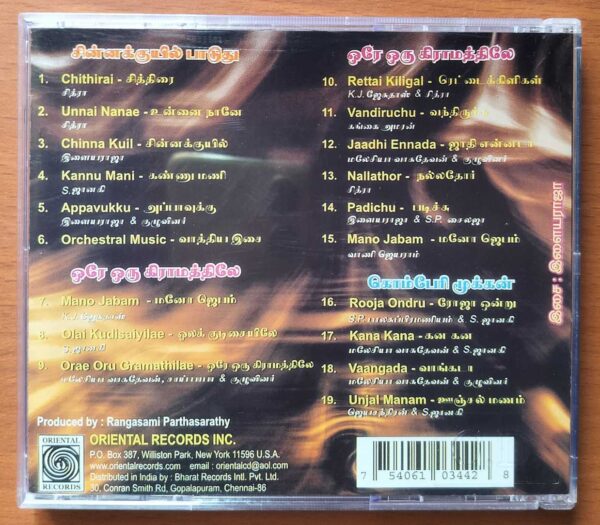 CHINNA KUIL PAADUDHU / ORAE ORU GRAMATHILAE / KOMBERIMOOKEN - Imported Ilaiyaraaja Silver DiscAudio Cd - Image 3