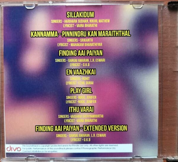 SENJITTALE EN KADHALA - F. Raj Bharath Tamil Audio Cd (PROMOTIONAL NFS COPY) - Image 3