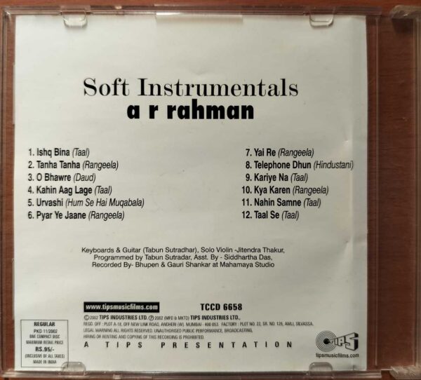 SOFT INSTRUMENTALS A R RAHMAN - Tabun Audio Cd - Image 3
