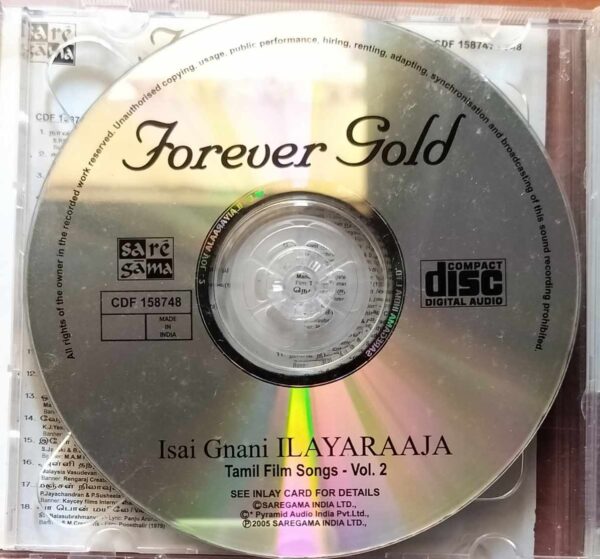 FOREVER GOLD ISAI GNANI ILAIYARAAJA TAMIL FILM SONGS VOL 1 & 2 - Ilayaraja Tamil Audio 2CD Pack Cd - Image 3