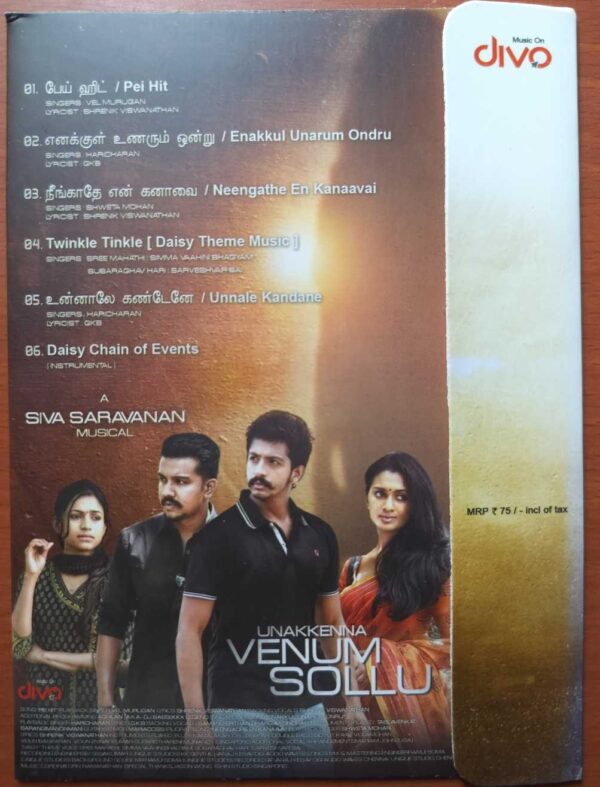 UNAKKENNA VENUM SOLLU - Siva Saravanan Tamil Audio Cd (FACTORY SEALED PACK) - Image 2