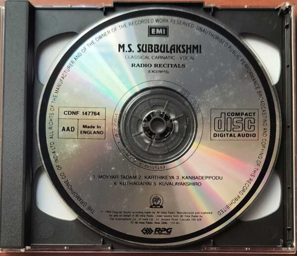 M.S. SUBBULAKSHMI CLASSICAL CARNATIC VOCAL RADIO RECITALS - Imported Classical 2CD Pack Audio Cd - Image 2