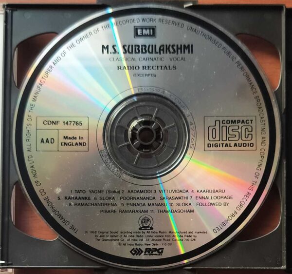 M.S. SUBBULAKSHMI CLASSICAL CARNATIC VOCAL RADIO RECITALS - Imported Classical 2CD Pack Audio Cd - Image 3