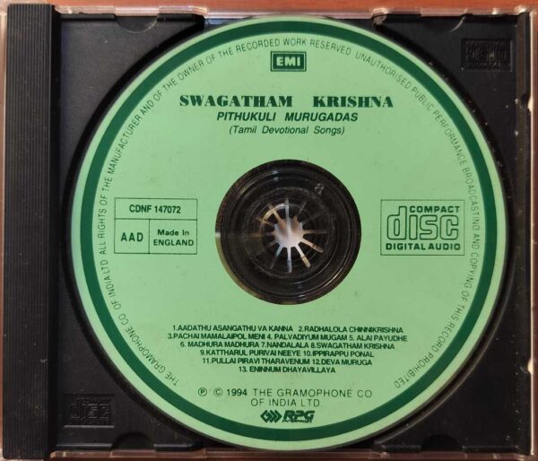 SWAGATHAM KRISHNA - Pithukuli Murugadas Imported Devotional Audio Cd - Image 2