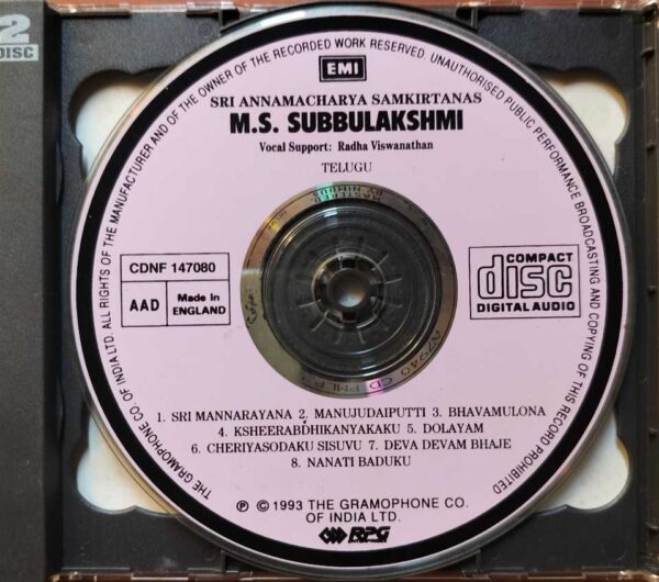 SRI ANNAMACHARYA SAMKIRTANAS M.S. SUBBULAKSHMI - Imported 2CD Classical Audio CD - Image 2