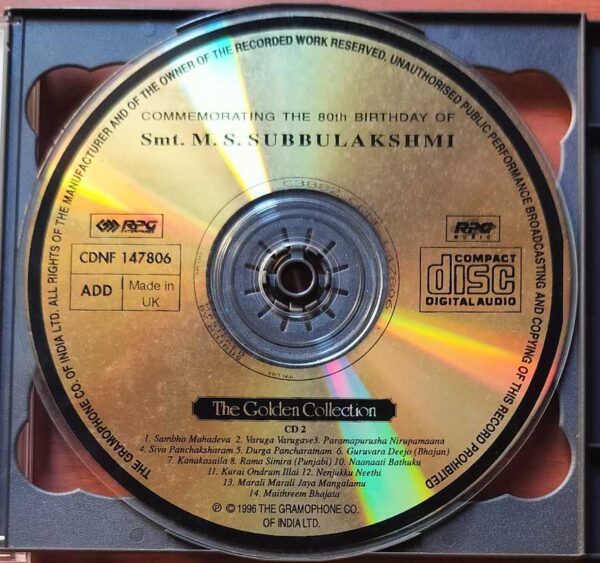 THE GOLDEN COLLECTION COMMEMORATING THE 80TH BIRTHDAY OF SMT. M.S. SUBBULAKSHMI - Imported 2CD Pack Audio Cd - Image 3