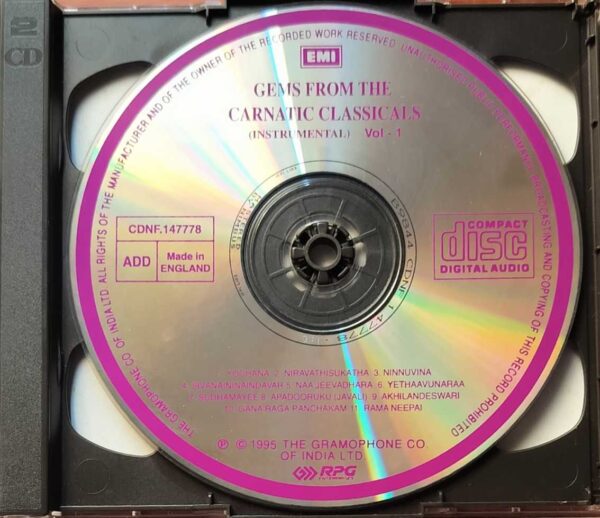 GEMS FROM THE CARNATIC CLASSICALS VOL 1 & 2 - Imported Carnatic 2CD Pack Audio Cd - Image 2