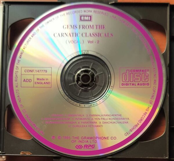 GEMS FROM THE CARNATIC CLASSICALS VOL 1 & 2 - Imported Carnatic 2CD Pack Audio Cd - Image 3