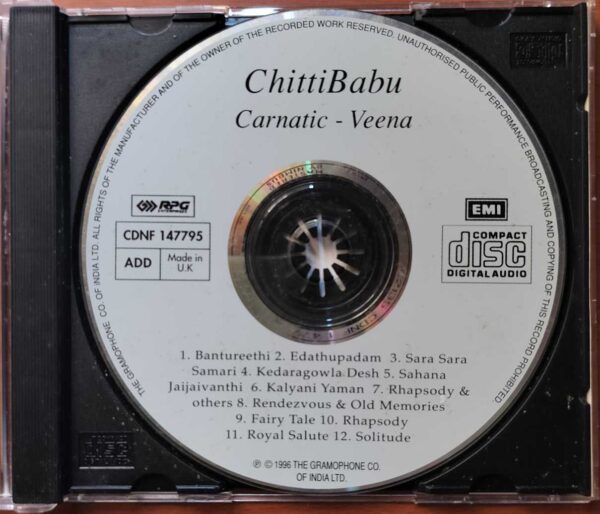 CHITTIBABU CARNATIC VEENA - Imported Classical Audio Cd - Image 2