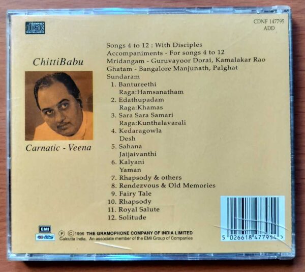 CHITTIBABU CARNATIC VEENA - Imported Classical Audio Cd - Image 3