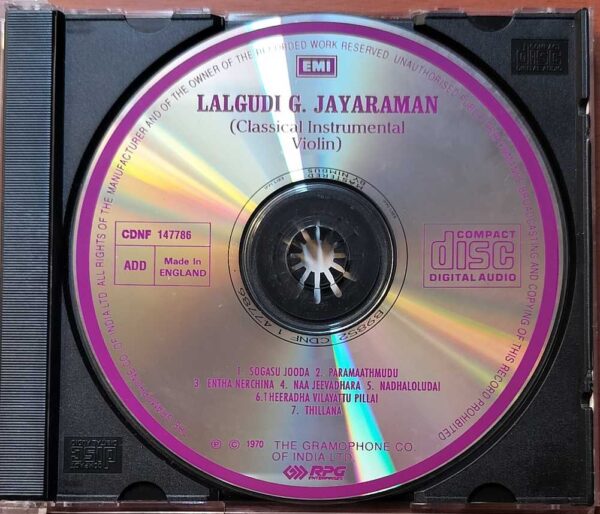 LALGUDI G. JAYARAMAN CLASSICAL INSTRUMENTAL - VIOLIN - Imported Audio Cd - Image 2