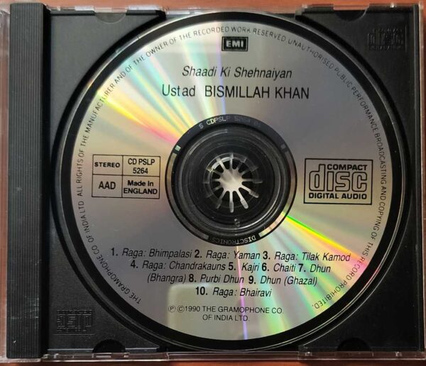SHAADI KI SHEHNAIYAN USTAD BISMILLAH KHAN - Classical Audio Cd - Image 2