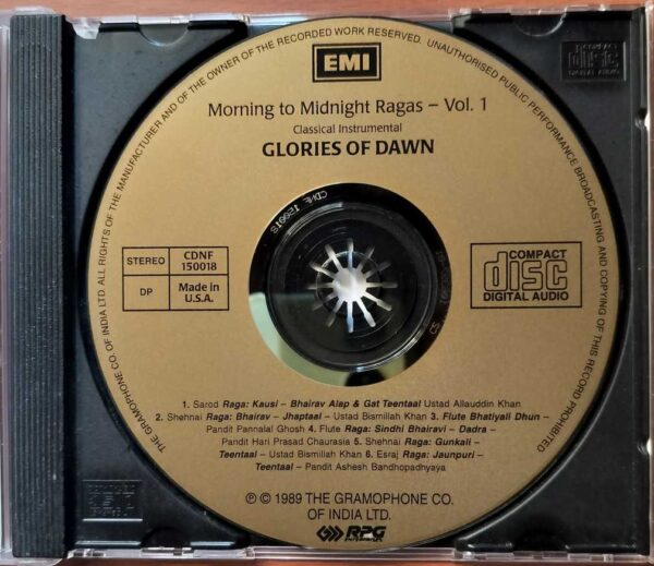 GLORIES OF DAWN MORNING TO MIDNIGHT RAGAS VOL 1 - Classical Instrumental Audio Cd - Image 2