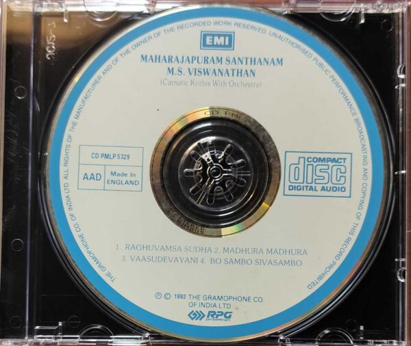 MAHARAJAPURAM SANTHANAM M.S. VISWANATHAN - Carnatic Krithis With Orchestra Audio Cd - Image 2