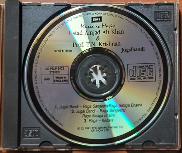 USTAD AMJAD ALI KHAN & PROF. T.N. KRISHNAN - Sarod & Violin Instrumental Audio Cd - Image 2