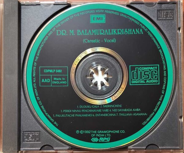 DR. M. BALAMURALIKRISHNA CARNATIC - VOCAL - Imported Indian Carnatic Audio Cd - Image 2