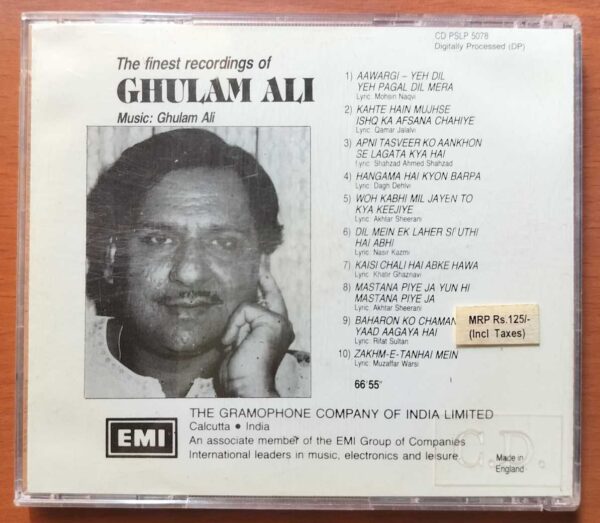 THE FINEST RECORDINGS OF GHULAM ALI - Imported Classical Audio Cd - Image 3