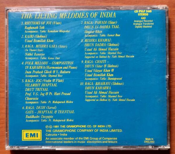 THE LILTING MELODIES OF INDIA - Classical Instrumental Audio Cd - Image 3