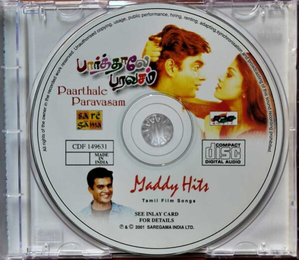 PAARTHALE PARAVASAM / MADDY HITS - A.R. Rahman Tamil Audio Cd - Image 2
