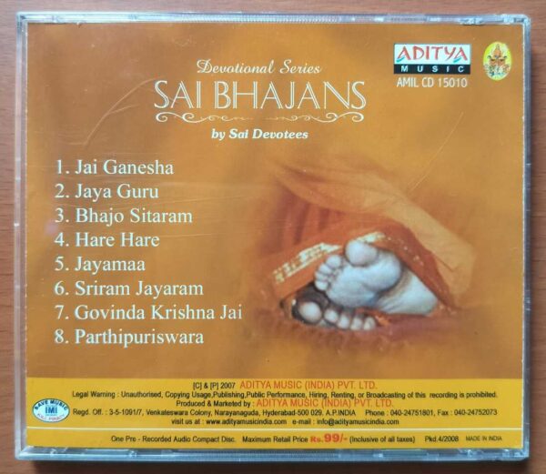 SAI BHAJANS BY SAI DEVOTEES - Bhajans Devotional Audio Cd - Image 3