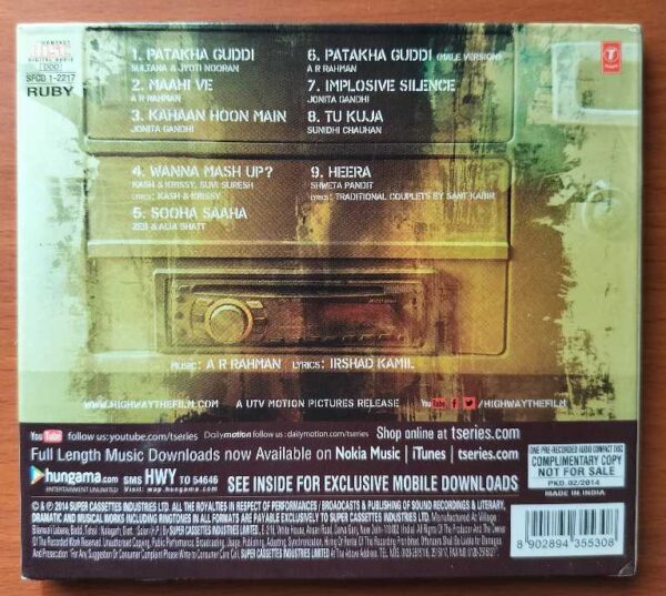 HIGHWAY - A.R. Rahman Hindi Audio Cd - Image 3