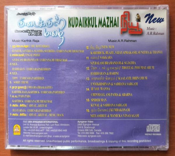 KUDAIKKUL MAZHAI / NEW - Karthik Raja & A.R. Rahman Imported Audio Cd - Image 3