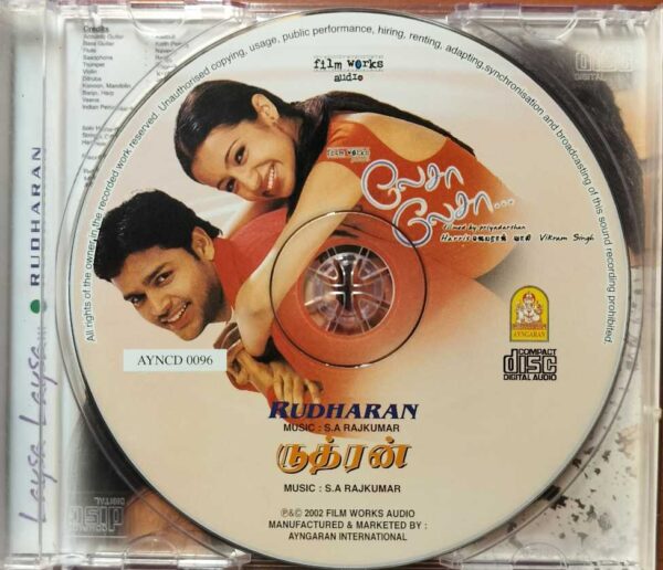 LAYSA LAYSA / RUDHARAN - Harris Jayaraj & S.A. Rajkumar Tamil Audio Cd - Image 2