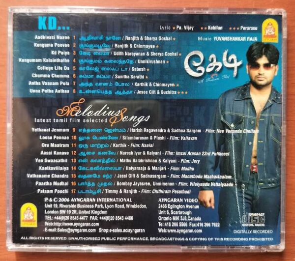 KD / MELODIUS SONGS - Yuvan Shankar Raja Tamil Audio Cd - Image 3